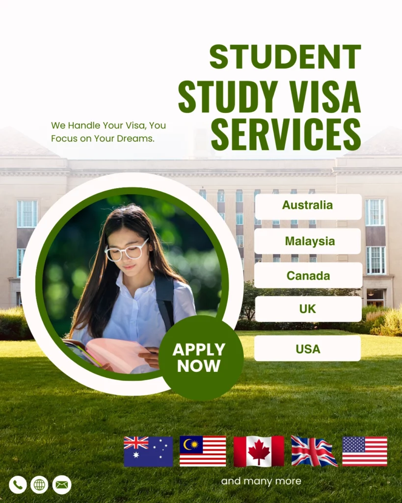 green and white modern student study visa services instagram post